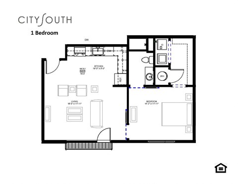 a floor plan of a bedroom apartment